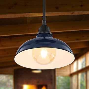 Jasper 12.25" Farmhouse Industrial Indoor/Outdoor Iron LED Pendant